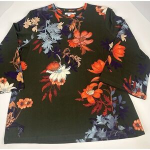 Chico's 3/4 sleeve floral & embellished NWT size L Grandmacore